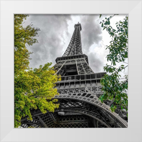 Famou Eiffel tower, Paris, France White Modern Wood Framed Art Print by Frank, Assaf