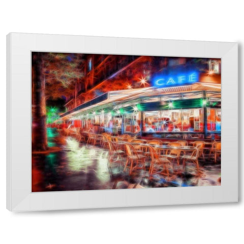 Sidewalk cafe in Paris, France White Modern Wood Framed Art Print by Frank, Assaf