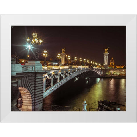 Pont Alexandre III bridge over River Seine, Paris, France White Modern Wood Framed Art Print by Frank, Assaf