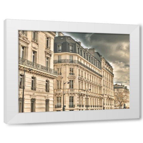 Building in Paris, France White Modern Wood Framed Art Print by Frank, Assaf