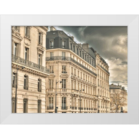 Building in Paris, France White Modern Wood Framed Art Print by Frank, Assaf