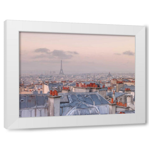 View of Eiffel tower from a window of flat, Paris, France White Modern Wood Framed Art Print by Frank, Assaf