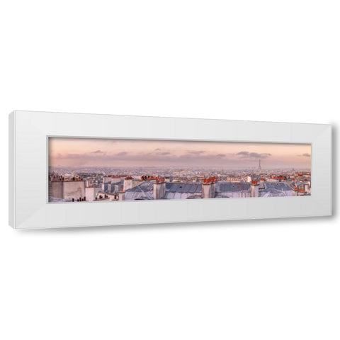 Cityscape of Montmartre with Eiffel Tower, Paris, France White Modern Wood Framed Art Print by Frank, Assaf