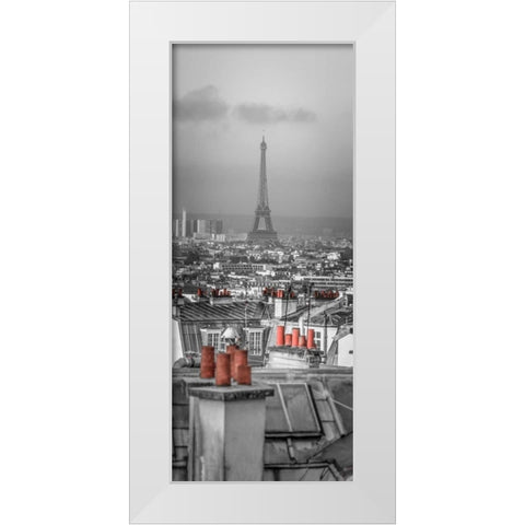 Cityscape of Montmartre with Eiffel Tower, Paris, France White Modern Wood Framed Art Print by Frank, Assaf