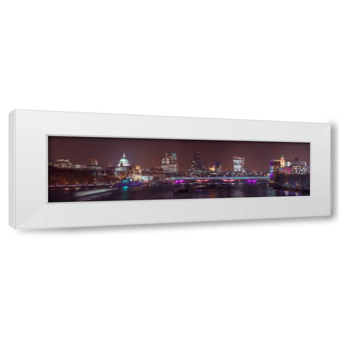 Panoramic view of London skyline White Modern Wood Framed Art Print by Frank, Assaf