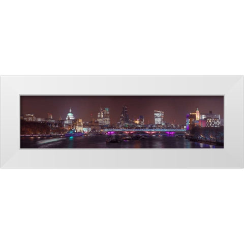 Panoramic view of London skyline White Modern Wood Framed Art Print by Frank, Assaf
