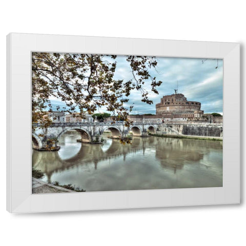 Castle St Angelo in Rome, Italy White Modern Wood Framed Art Print by Frank, Assaf