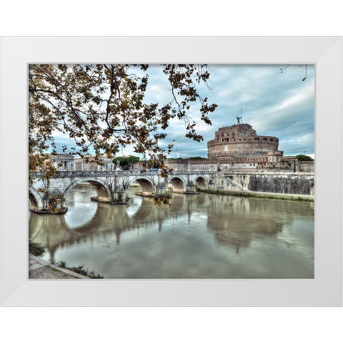 Castle St Angelo in Rome, Italy White Modern Wood Framed Art Print by Frank, Assaf