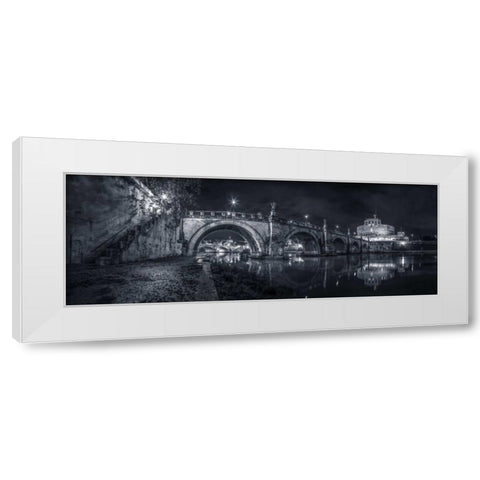 View of Castle St Angelo in Rome, Italy White Modern Wood Framed Art Print by Frank, Assaf