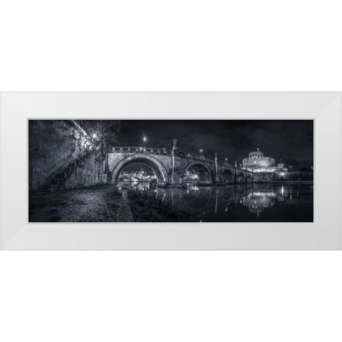 View of Castle St Angelo in Rome, Italy White Modern Wood Framed Art Print by Frank, Assaf