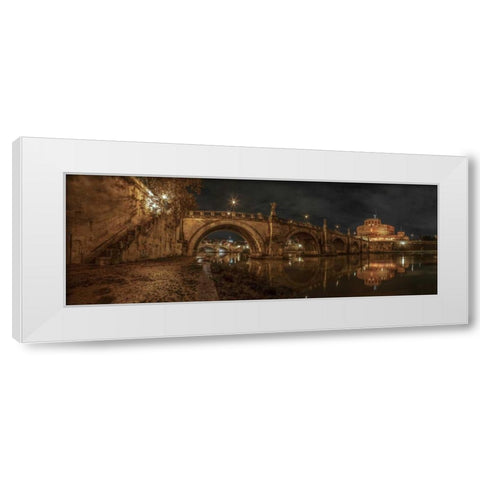 View of Castle St Angelo in Rome, Italy White Modern Wood Framed Art Print by Frank, Assaf