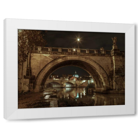 Castle St Angelo bridge in Rome, Italy White Modern Wood Framed Art Print by Frank, Assaf