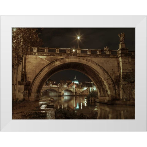 Castle St Angelo bridge in Rome, Italy White Modern Wood Framed Art Print by Frank, Assaf