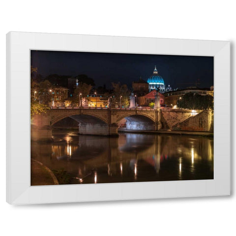 Castle St Angelo bridge in Rome, Italy White Modern Wood Framed Art Print by Frank, Assaf