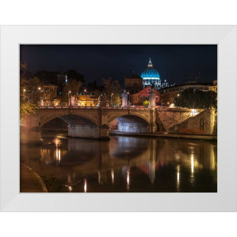 Castle St Angelo bridge in Rome, Italy White Modern Wood Framed Art Print by Frank, Assaf