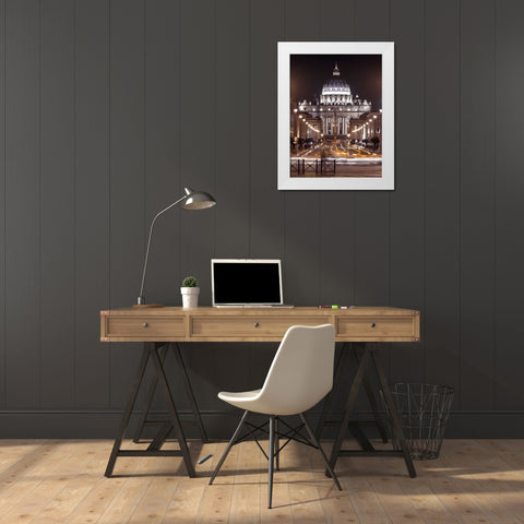 St Peters Square, Rome, Italy White Modern Wood Framed Art Print by Frank, Assaf
