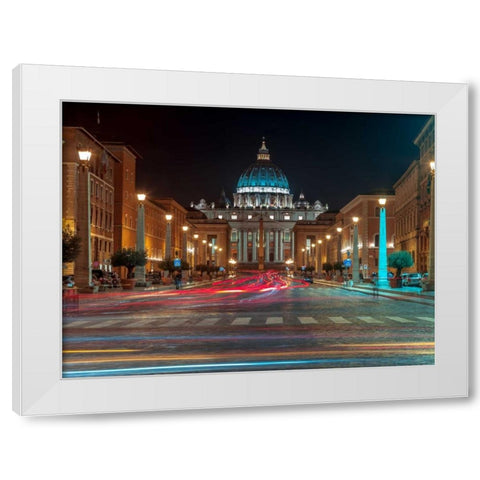St Peters Square, Rome, Italy White Modern Wood Framed Art Print by Frank, Assaf