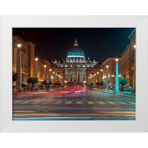 St Peters Square, Rome, Italy White Modern Wood Framed Art Print by Frank, Assaf