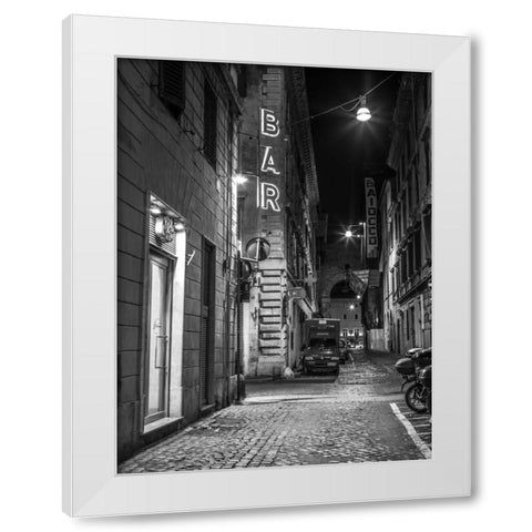 Vehicles parked on narrow city streets of Rome, Italy White Modern Wood Framed Art Print by Frank, Assaf