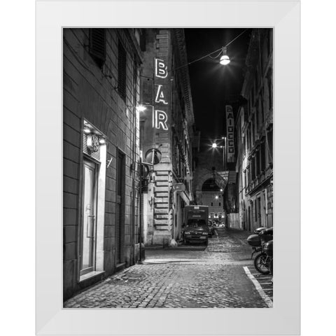 Vehicles parked on narrow city streets of Rome, Italy White Modern Wood Framed Art Print by Frank, Assaf