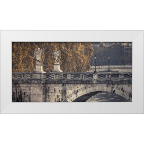 Saint Angelo bridge and Tiber River, Rome, Italy White Modern Wood Framed Art Print by Frank, Assaf