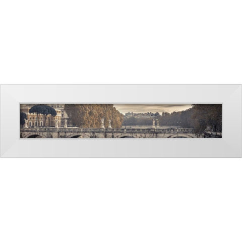 Saint Angelo bridge and Tiber River, Rome, Italy White Modern Wood Framed Art Print by Frank, Assaf