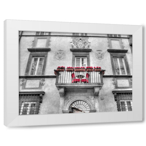 Old building with balcony in Rome, Italy White Modern Wood Framed Art Print by Frank, Assaf
