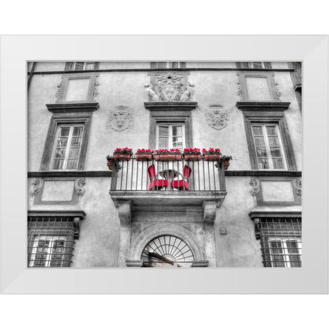 Old building with balcony in Rome, Italy White Modern Wood Framed Art Print by Frank, Assaf