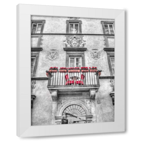 Old building with balcony in Rome, Italy White Modern Wood Framed Art Print by Frank, Assaf