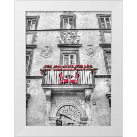 Old building with balcony in Rome, Italy White Modern Wood Framed Art Print by Frank, Assaf