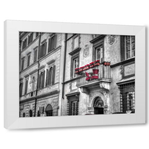 Old building with balcony in Rome, Italy White Modern Wood Framed Art Print by Frank, Assaf