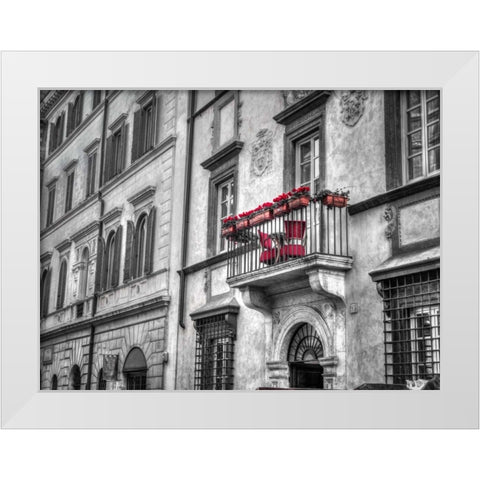 Old building with balcony in Rome, Italy White Modern Wood Framed Art Print by Frank, Assaf