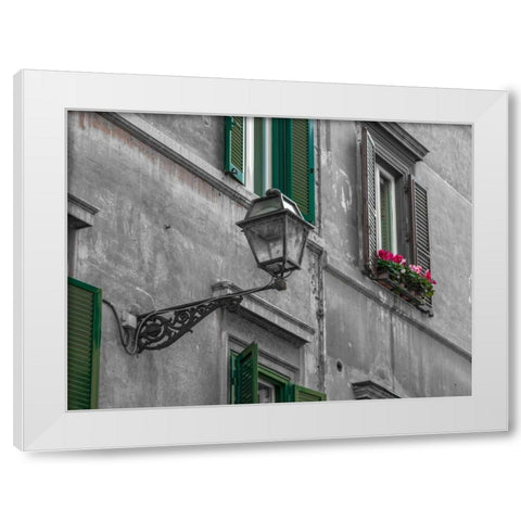 Lamp on an old buildings in city of Rome, Italy White Modern Wood Framed Art Print by Frank, Assaf