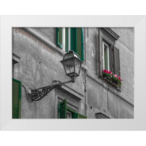Lamp on an old buildings in city of Rome, Italy White Modern Wood Framed Art Print by Frank, Assaf