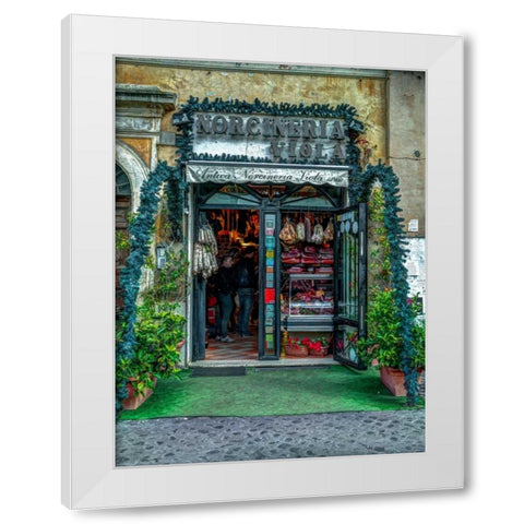 Butcher Shop in Rome, Italy White Modern Wood Framed Art Print by Frank, Assaf
