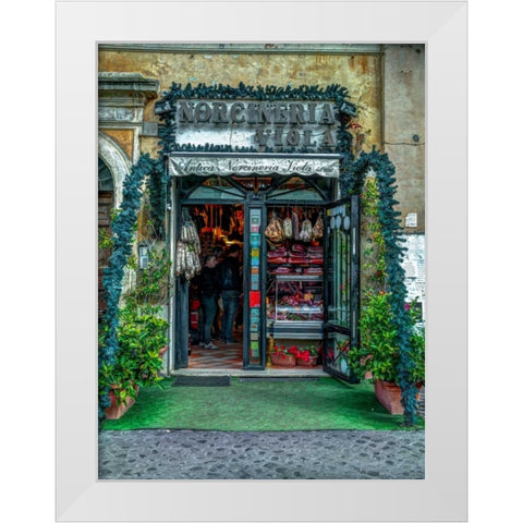 Butcher Shop in Rome, Italy White Modern Wood Framed Art Print by Frank, Assaf