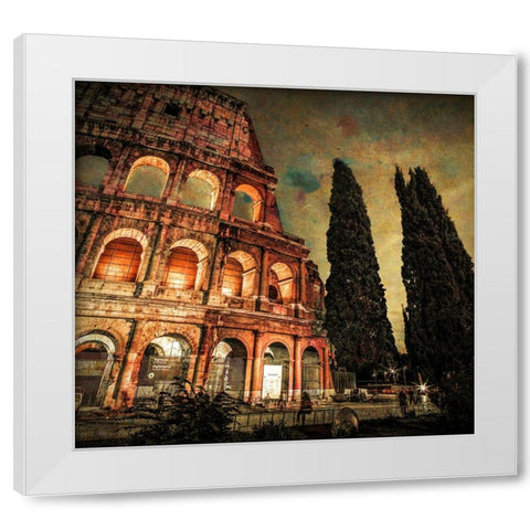 Famous Colosseum in Rome, Italy White Modern Wood Framed Art Print by Frank, Assaf
