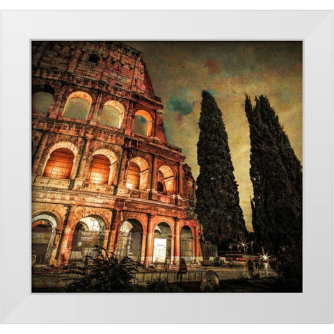 Famous Colosseum in Rome, Italy White Modern Wood Framed Art Print by Frank, Assaf