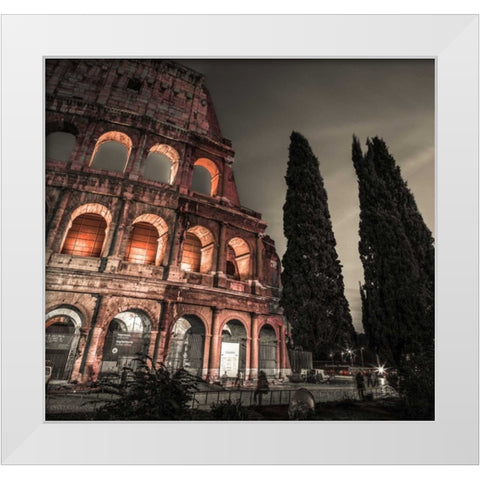 Famous Colosseum in Rome, Italy White Modern Wood Framed Art Print by Frank, Assaf