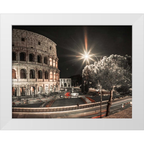 Famous Colosseum in Rome, Italy White Modern Wood Framed Art Print by Frank, Assaf