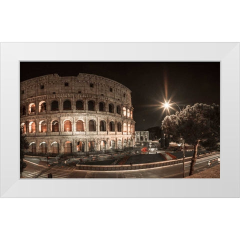 Famous Colosseum in Rome, Italy White Modern Wood Framed Art Print by Frank, Assaf