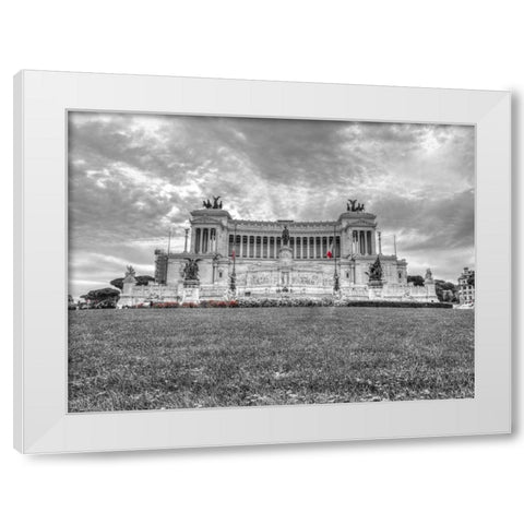 Famous Piazza Venezia in Rome, Italy White Modern Wood Framed Art Print by Frank, Assaf
