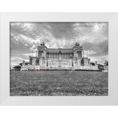 Famous Piazza Venezia in Rome, Italy White Modern Wood Framed Art Print by Frank, Assaf