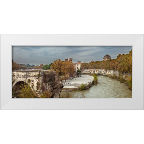 Tiber river through the city of Rome, Italy White Modern Wood Framed Art Print by Frank, Assaf