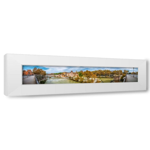 Tiber river through the city of Rome, Italy White Modern Wood Framed Art Print by Frank, Assaf