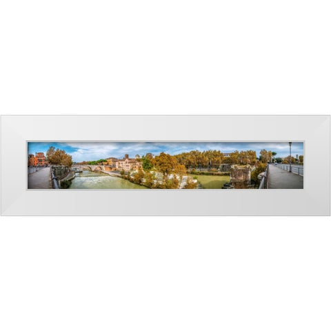 Tiber river through the city of Rome, Italy White Modern Wood Framed Art Print by Frank, Assaf