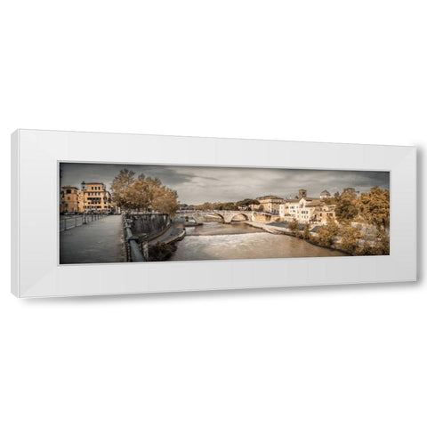 Tiber river through the city of Rome, Italy White Modern Wood Framed Art Print by Frank, Assaf