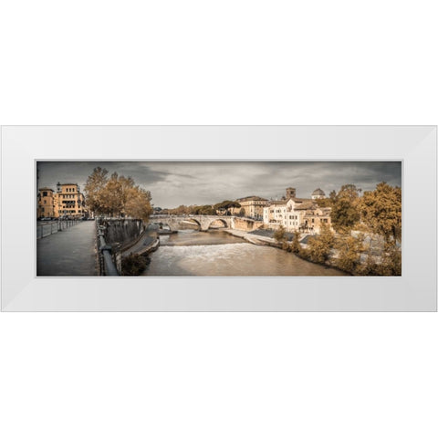 Tiber river through the city of Rome, Italy White Modern Wood Framed Art Print by Frank, Assaf
