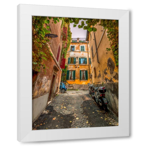 Narrow streets in old town of Rome, Italy White Modern Wood Framed Art Print by Frank, Assaf
