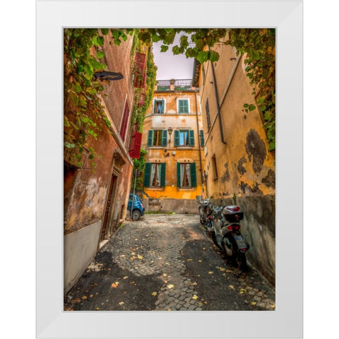 Narrow streets in old town of Rome, Italy White Modern Wood Framed Art Print by Frank, Assaf